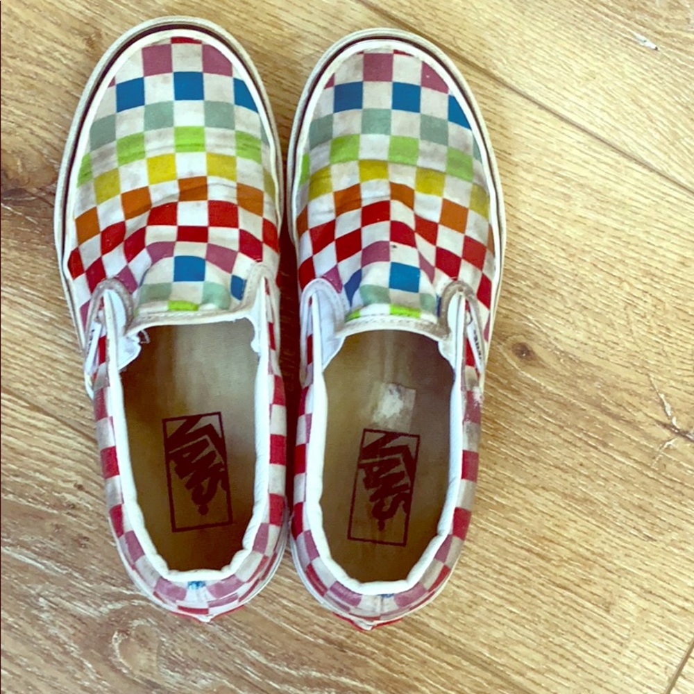 Colorful vans slip on shoes